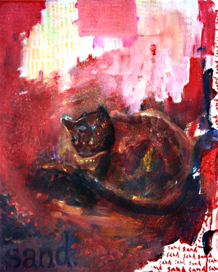 cat atop of words